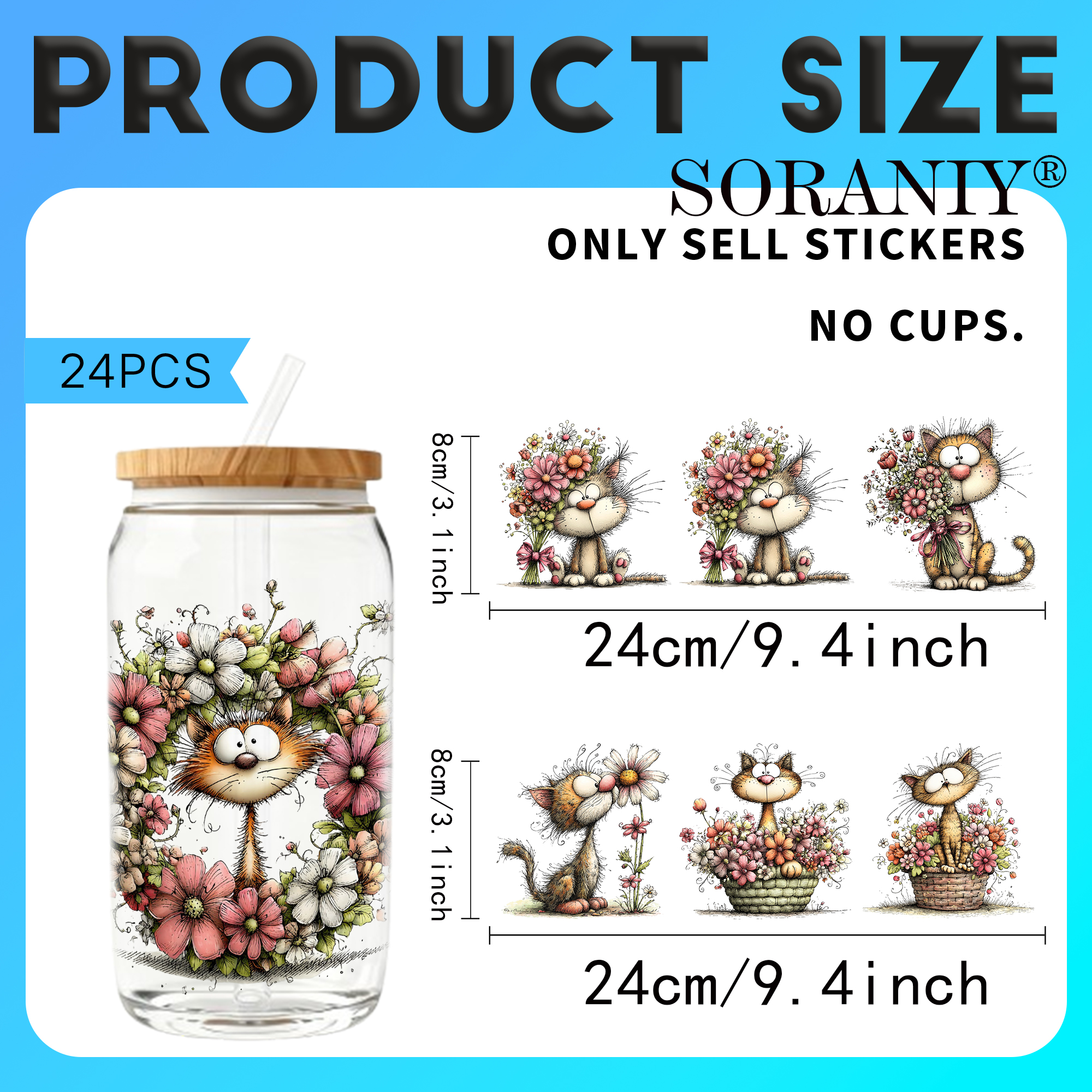 24PCS/Set Whimsical Floral Cat - огляд і ціна Rdta Tank Glass